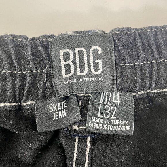 BDG Urban Outfitters Skate Jeans, Black With White Contrast Stitching, Size 24 - Picture 9 of 14